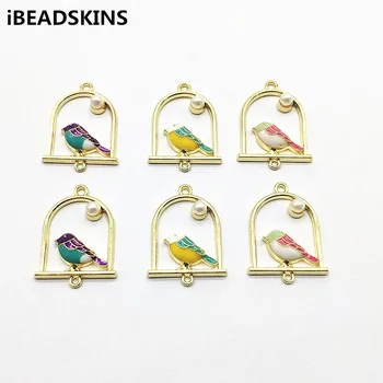 

New arrival! 26x19mm 50pcs Imitation pearls/Enamel bird Connectors for Earrings parts,hand Made Earrings Findings Jewelry DIY