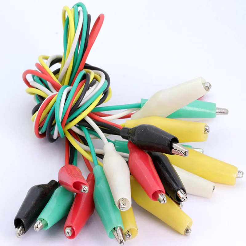 10pcs 35mm alligator clips jumper wire mini test clip, 50cm cable length,red/black/white/green/yellow 5colors available