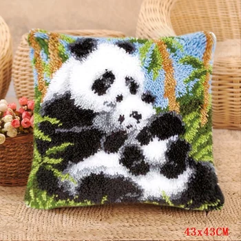 

Cartoon Animal Series Panda Latch Hook Animal Foamiran Carpet Embroidery Pillow DIY Cushion Button Package Latch Hook Rug Kits