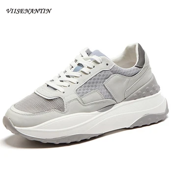 

Star Same Lace-up Leather Daddy Shoes Women's Tide Summer Mesh Breathable Thick-soled Casual Shoes Korean Wild White Sneakers