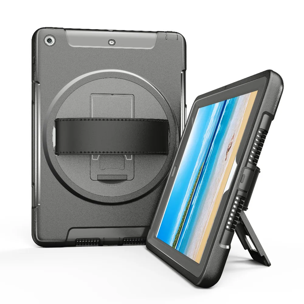 

Case for ipad 9.7 inch 2018 2017 Kids Rugged Tablet Protective Cover Case with 360 Degree Rotating Kickstand & Hand Strap FTL01