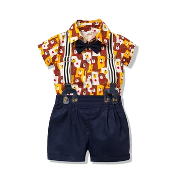

Toddler Boys Clothes Set Short-sleeve Baby Newborn Rompers Sets Summer Bear Pattern Boys Outfits