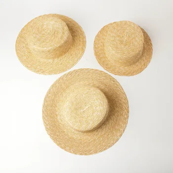 

Simple Exquisite Wheat Straw Grass Flat Top Hat Outdoor Sun Protection Sun Straw Flat Straw Hat