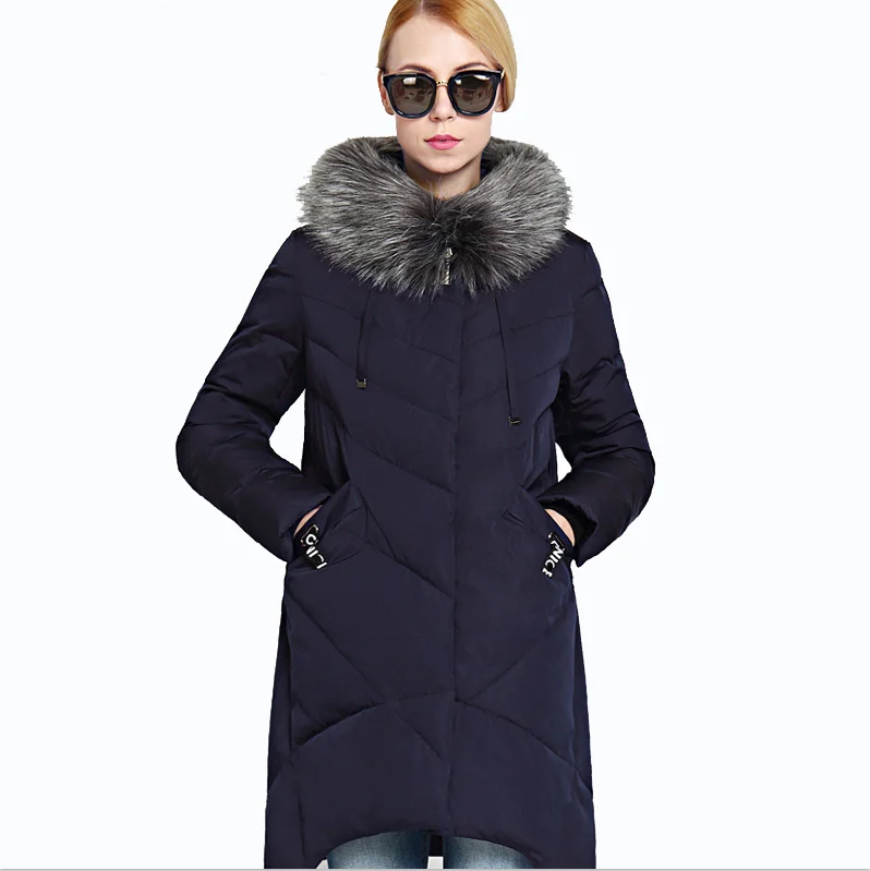 dark blue Новинка, зимняя куртка для женщин, блестящая, размера плюс, с капюшоном, длинное женское зимнее пальто, с капюшоном, толстая, биологическая, пуховик, парка, Docero - Цвет: dark blue
