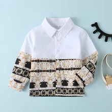 Осенние Рубашки для маленьких мальчиков, футболки с длинными рукавами и цветочным рисунком, топы для мальчиков, Детская Повседневная Блузка, новинка