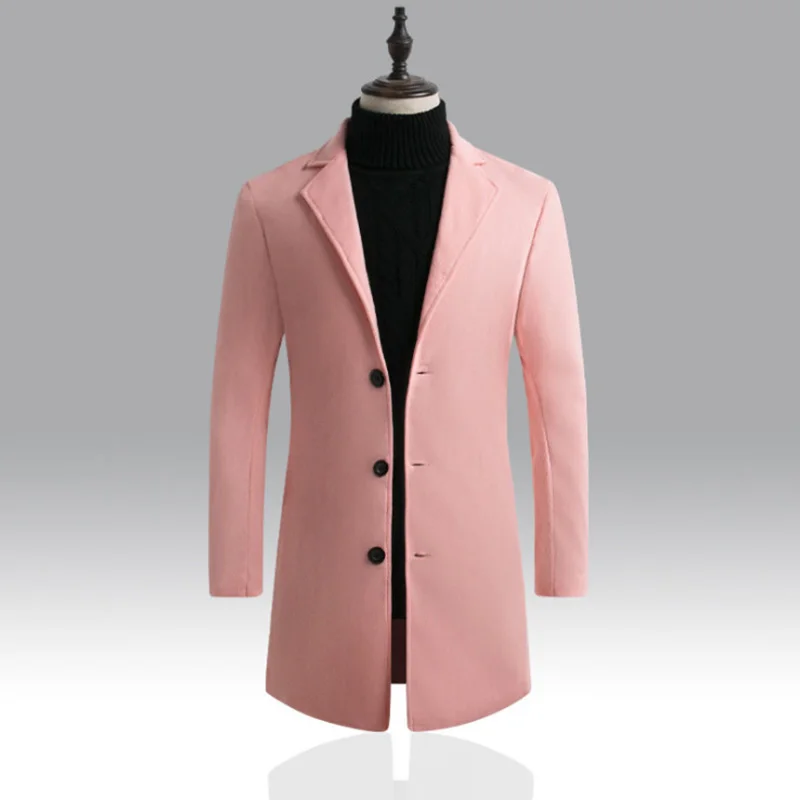 Новые мужские шерстяные куртки из смешанной ткани Повседневное Однобортный Тренч осенне-зимнее, зауженное мужской шерстяное пальто, 10 Цвета, M-5XL - Цвет: Image