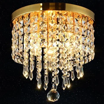 

Modern Lustre Led Crystal Ceiling Chandelier Lighting Crystal Led Light For Kitchen Dining Room E14 Crystal Round Lamp Dia 200mm