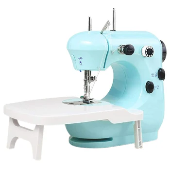 

Promotion! Mini Beginner Sewing Machine, Mini Sewing Machine for Beginners with Wallking Foot Extension Table ,EU Plug
