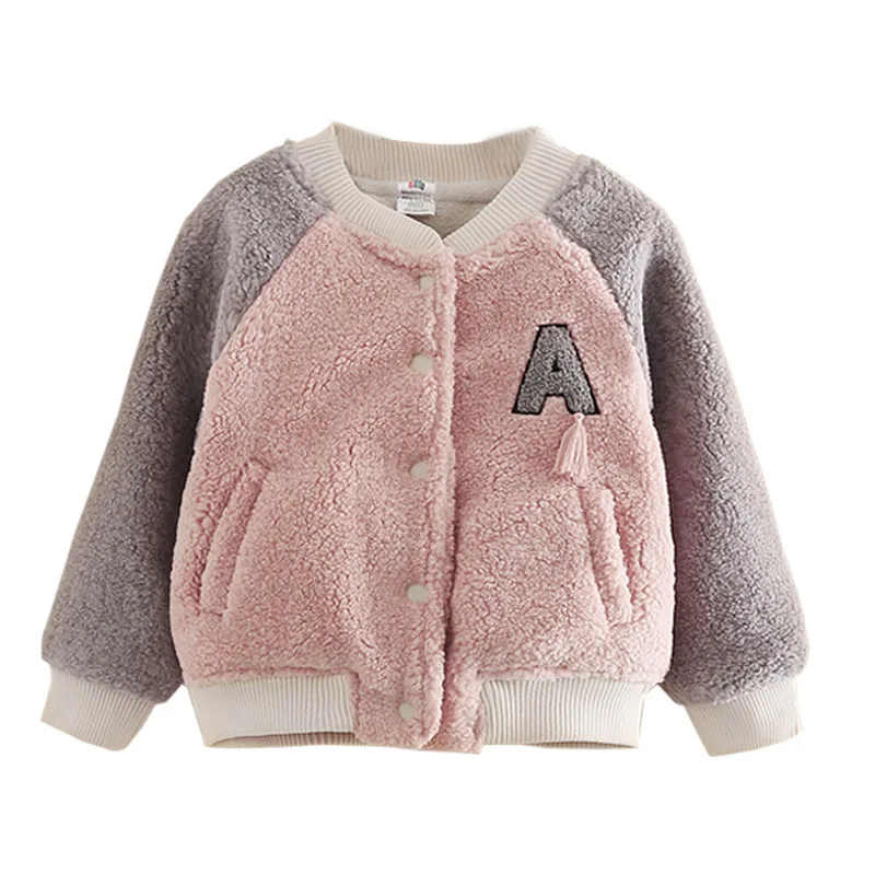 

Fashion Baby's Casual Jacket New Winter Girls Style Children's Clothing Cashmere Thick Baseball Shirt Outerwear Coats Jackets