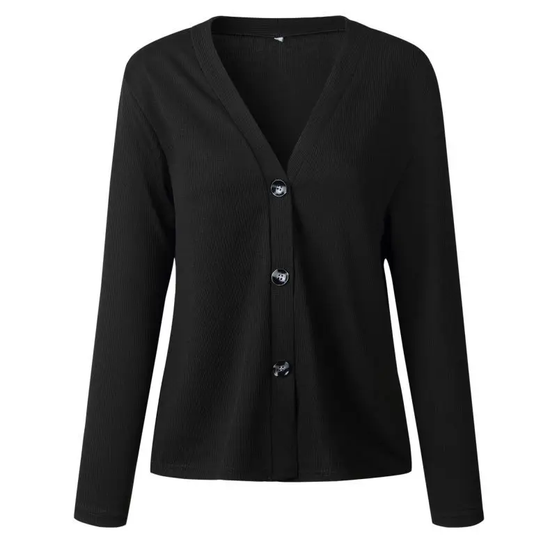 

Women Retro Cardigans Loose V-Neck Long Sleeve Knit Cardigan Jacket Button Wild Thin Solid Color Sweater Tops