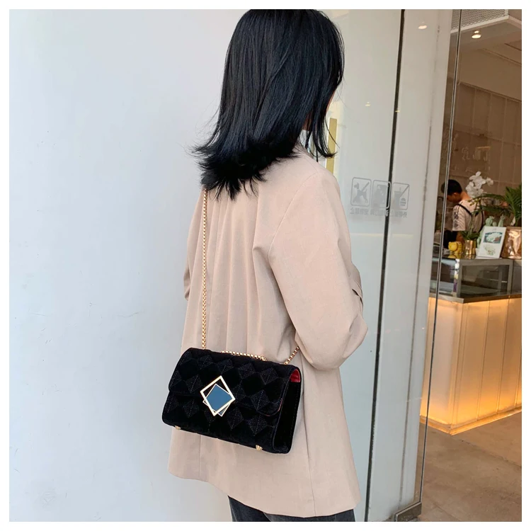 2019 зимняя женская клетчатая сумка через плечо сумка-мессенджер с цепочкой большая известная брендовая дизайнерская Классическая модная