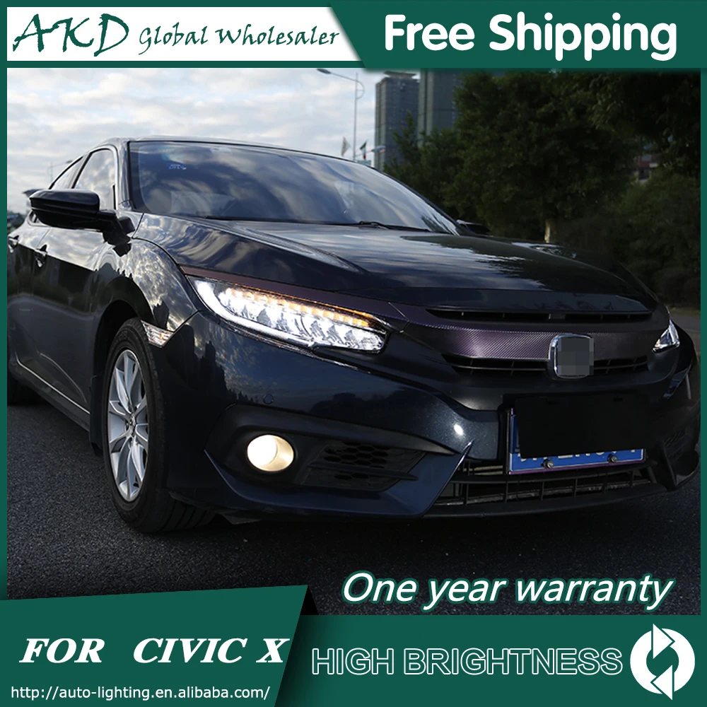 Головной светильник s для автомобиля honda civic- civic X DRL Дневной ходовой светильник светодиодный Биксеноновая лампа противотуманный светильник s аксессуары для автомобиля
