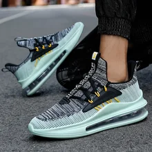 

Men's summer flying woven breathable youth sports shoes men's cushioning cushion shoes men's thick-soled increased running shoes