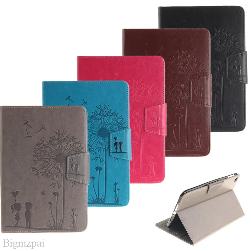Embossing Style Couple Dandelion PU Leather Case for Apple ipad mini 4