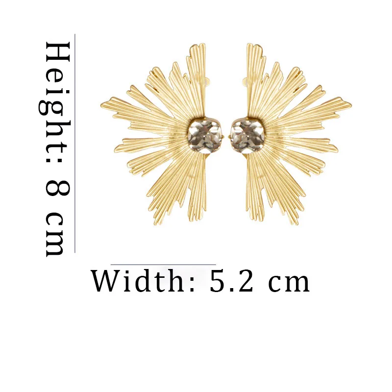 Индивидуальный большой вентилятор кристалл в форме листика серьги для женщин Boho заявка на цвет золота серьги клипсы модные ювелирные изделия