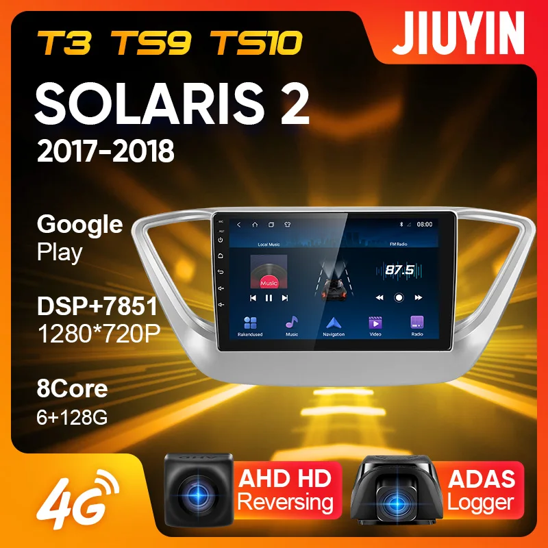 JIUYIN Тип C автомобильный Радио Мультимедиа Видео плеер навигация GPS для Hyundai Solaris 2