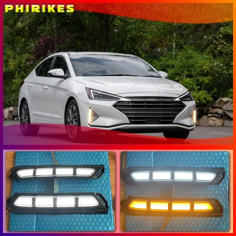 

DRL для Hyundai Elantra 2019 2020 AVANTE светодиодсветодиодный дневные ходовые огни дневной свет противотуманная лампа с желтым указателем поворота стильное реле
