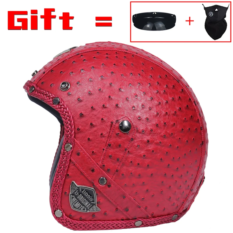 Черный Взрослый Открытый наполовину кожаный шлем мото мотоциклетный шлем винтажный мотоциклетный шлем Vespa - Цвет: 4