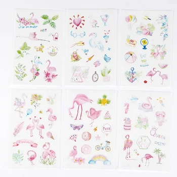 

6 Pcs/pack Cute Cartoon Handbook DIY Flamingo Decorative Stationery Stickers Scrapbooking DIY Diary Album Stick Label