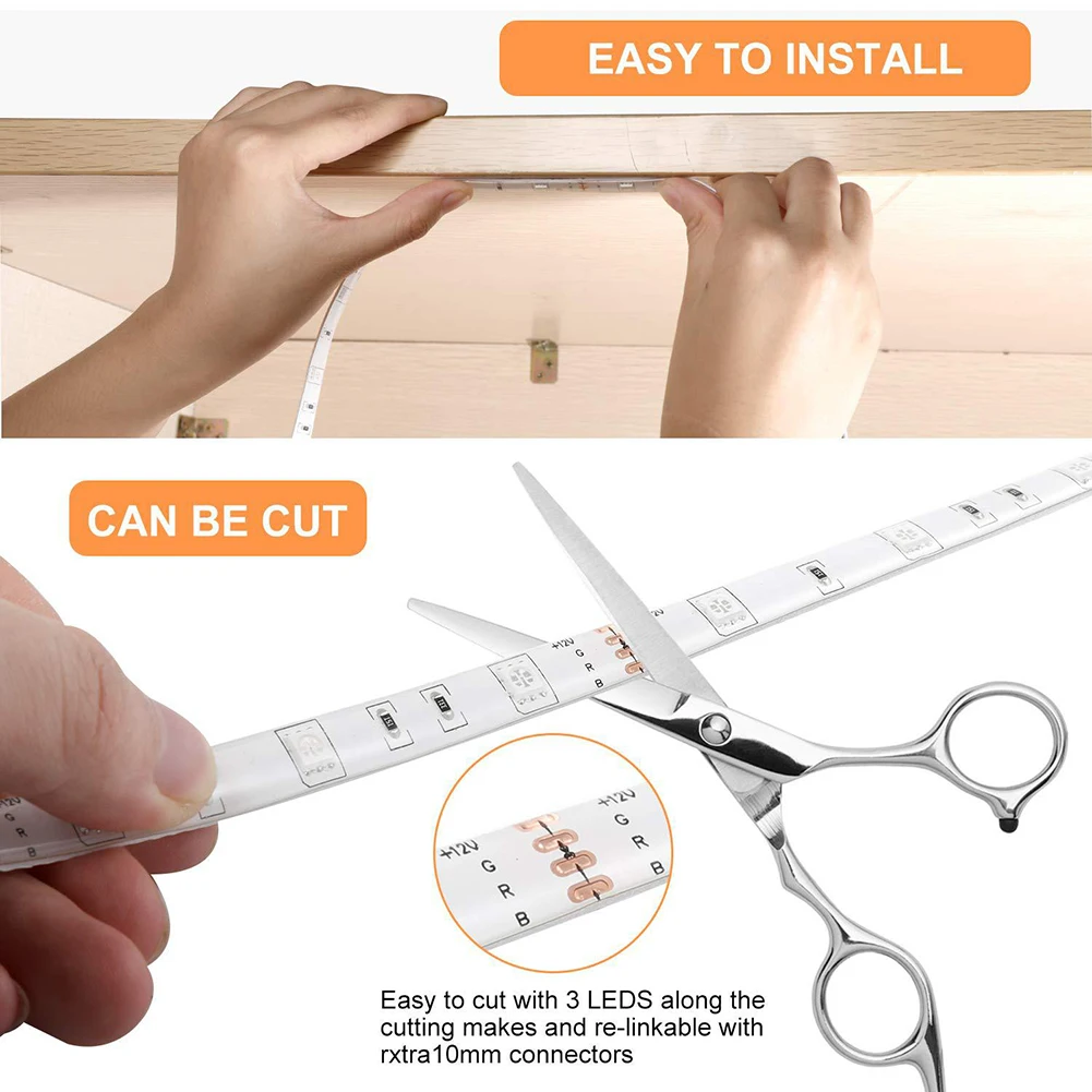 10m Bluetooth LED Strip Lights RGB 5050 SMD Flexible Ribbon 24 Key Remote Control TV Tape Lamp Waterproof LED Strip