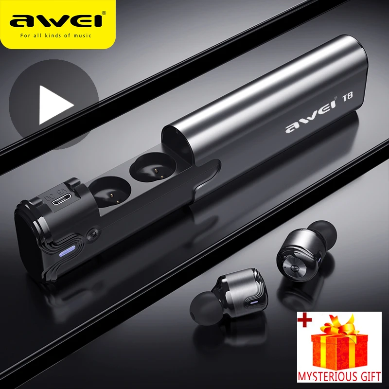 Bluetooth гарнитура Awei T8 Handfree беспроводные TWS наушники вкладыши для телефона