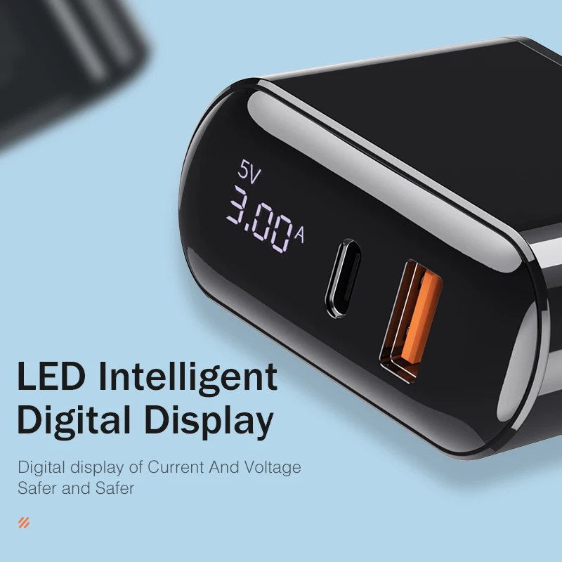 QC3.0 USB зарядное устройство YKZ светодиодный дисплей Быстрая зарядка 3,0 PD Быстрая Зарядка адаптер для мобильного телефона настенное зарядное устройство для iPhone Xiaomi samsung