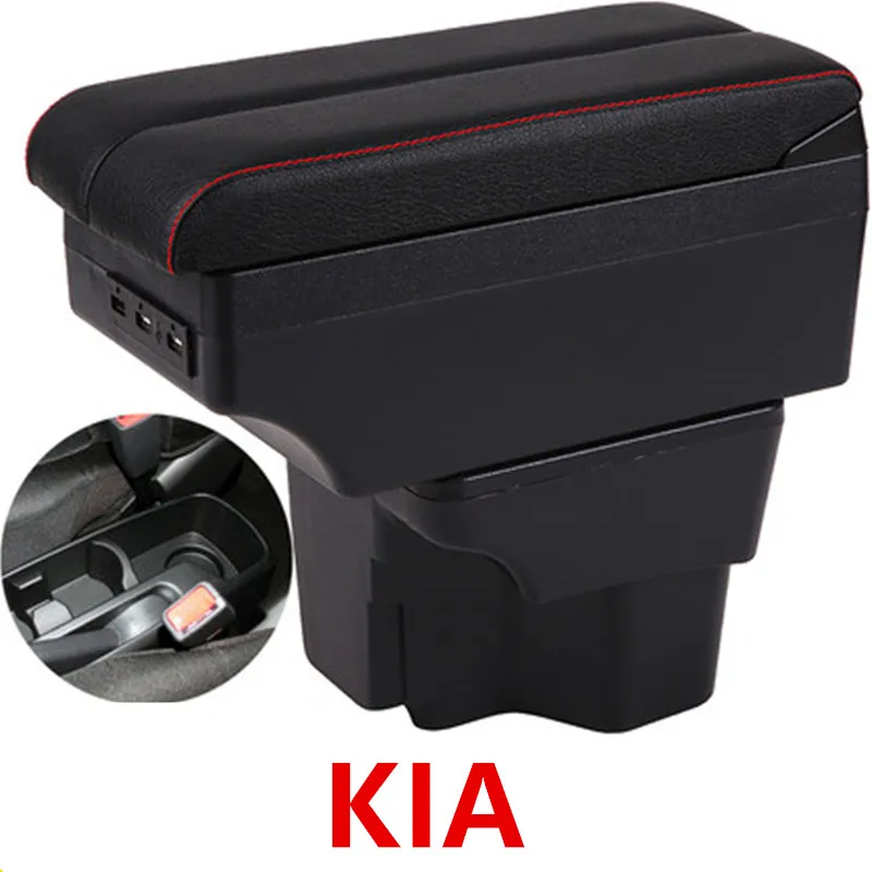 Для России KIA K2 Rio 3 подлокотник коробка 2012 2013 2012 Автомобильный USB Кожаный Автомобильный подстаканник