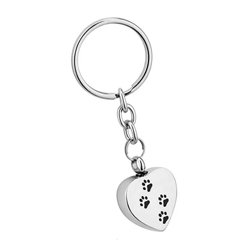 Customized Stainless Steel Dogs Cats Bone Ash Keepsake pet keychain Cremation keyring for Pets Owner Memorial Dropshiping