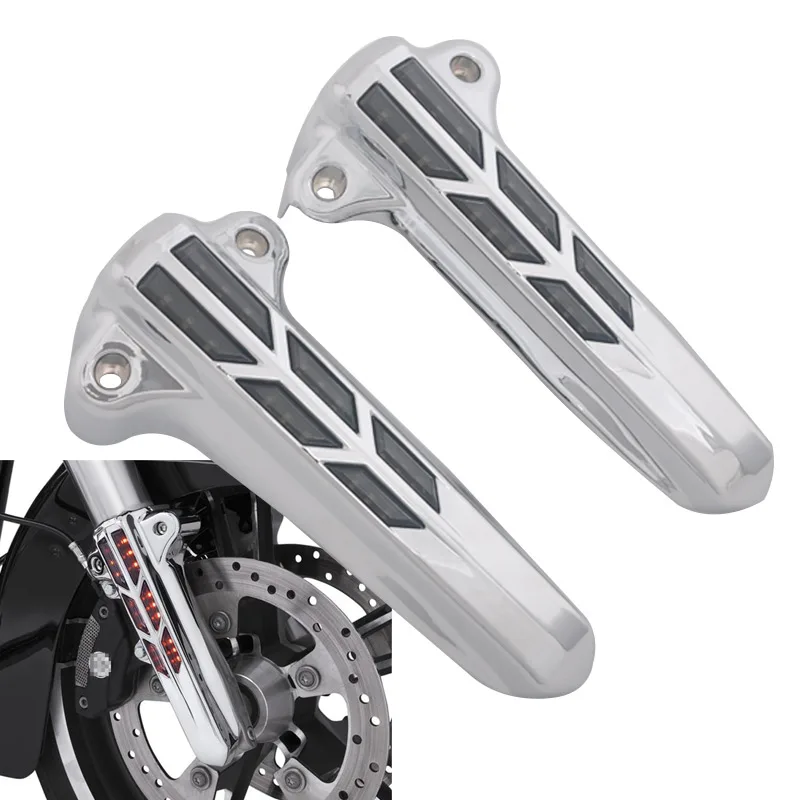  Motorcycle Front Lower Fork Leg Slider Cover LED Light For Harley 2014-2019 Road Street Electra Gli - 4000266573110