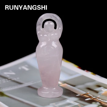 

Natural powder crystal hand carved crystal crafts rose quartz Statue of liberty Sculpture Home Furnishings 3inch