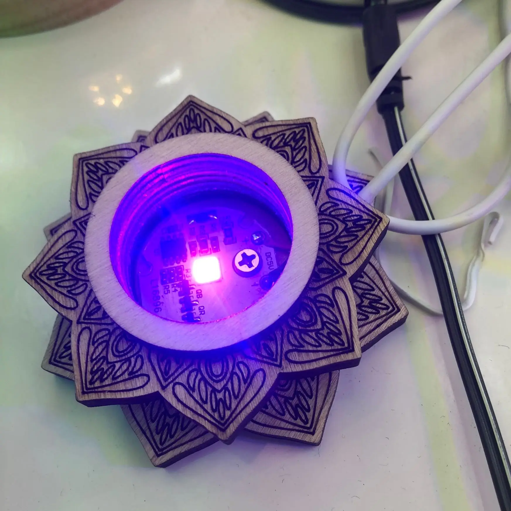Ночник с 3D хрустальным шаром прикроватная лампа светящаяся подставка из массива