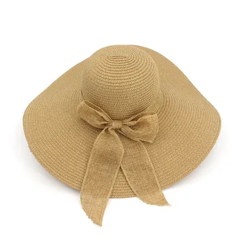 

Fashion Women Wide Large Brim Floppy Summer Beach Sun Straw Hat Cap with big bow