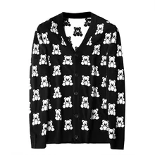 Новые мужские Роскошные зимние джентльменские вязаные Повседневные свитера с вышивкой медведя кардиганы Азиатский размер высокого качества Drake# N20