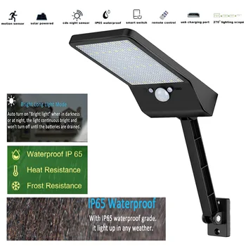 

Newest 800 LM 48 LED Solar Power Street Light Outdoor PIR Motion Sensor wall Lamp remote control bracket ip65 Waterproof spot