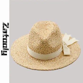 

2020 New Women Summer Beach Straw Hat Natural Lafita Flat roof Ladies Cap Fashionable Handmade Sun Hats for Girl