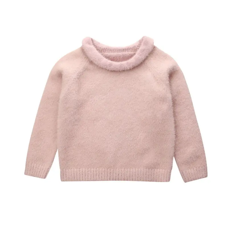 Осенне-зимняя одежда для малышей; Пушистый свитер для маленьких девочек и мальчиков; вязаный пуловер для малышей; джемпер; детская однотонная одежда; От 0 до 3 лет