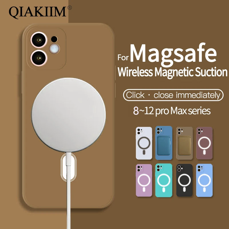Магнитные Силиконовые чехлы для телефонов iPhone 12 Mini 11 Pro Max XR X XS 8 Чехол Для Magsafe