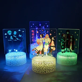 

Demon Slayer Action Anime 3D Color Changing Led Figure Kimetsu No Yaiba Kamado Nezuko Kamado Tanjirou Desk Visual Model Gift Toy