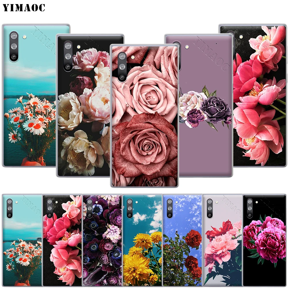 YIMAOC Elegant Pink Purple Peony Case for Samsung Galaxy S10 S9 S8 S7 Plus A70 A60 A50 A40 A30 A20 A10 A50S A30S A20S | Мобильные