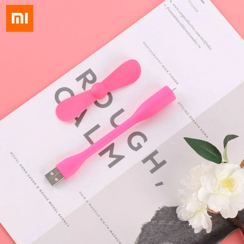 Xiaomi Портативный Гибкий мини USB вентилятор гибкие съемные USB гаджеты низкая мощность для банка питания для ПК для ноутбука для OTG - Color: Pink