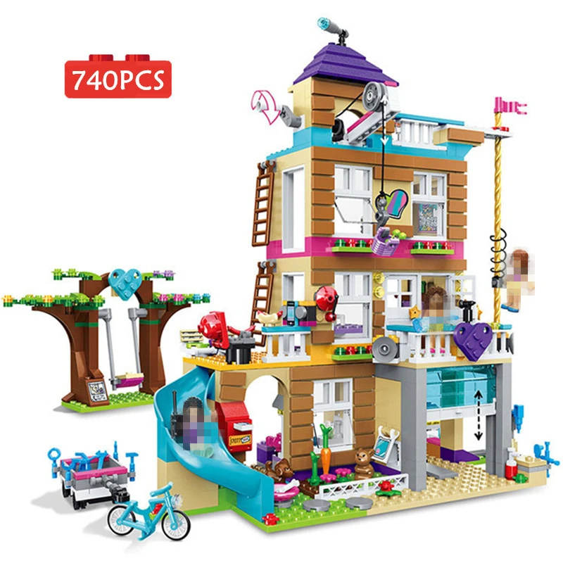 

740pcs Building Blocks City Girls Friendship House Party Shop Park Stacking Bricks Friends Kids Bricks Toys For Children Gifts