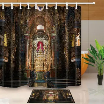 

Ancient castle Shower Curtain Bedroom Waterproof Fabric & 12Hooks