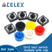 Bouton-poussoir Tactile momentané, 25 pièces, 12x12x7.3MM, Micro + 25 pièces, 5 couleurs, pour interrupteur Arduino