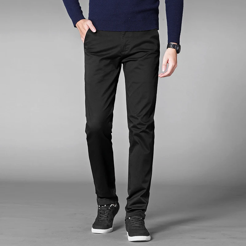 

4 Colors Casual Pants Men Classic Style 2020 New Business Elastic Cotton Slim Fit Trousers Male Gray Khaki Plus Size 42 44 46