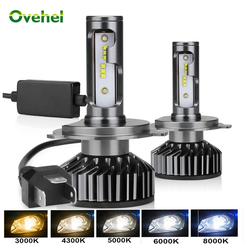 

OVEHEL 2Pcs Led 3000K 4300K 6000K 8000K 12000LM 12V 9005 HB3 H1 H4 Led Headlight H3 H7 LED H11 9006 HB4 Canbus Led Bulbs Light