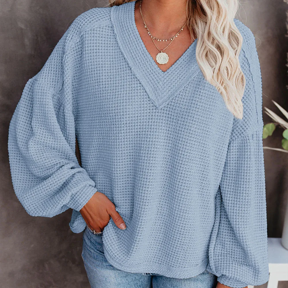 Diiwii Sweater Woman Loose Pullover Jumper Ladies Long Sleeve Knitted Female Knitwear V Neck Fashion Casual T-Shirts Design