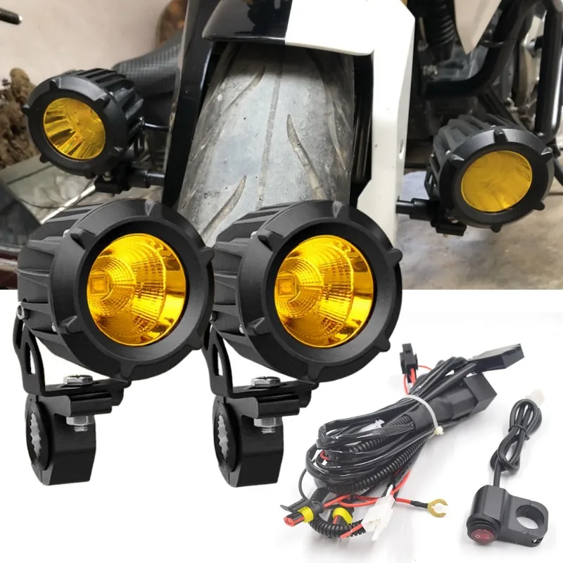 2x25 Вт Cannon Светодиодный точечный светильник s мотоцикл DRL Дневной туман светильник прожектор для внедорожника 4WD грузовик ATV головной светильник s 12 в 24 В налобный фонарь - Цвет: Full Amber kit