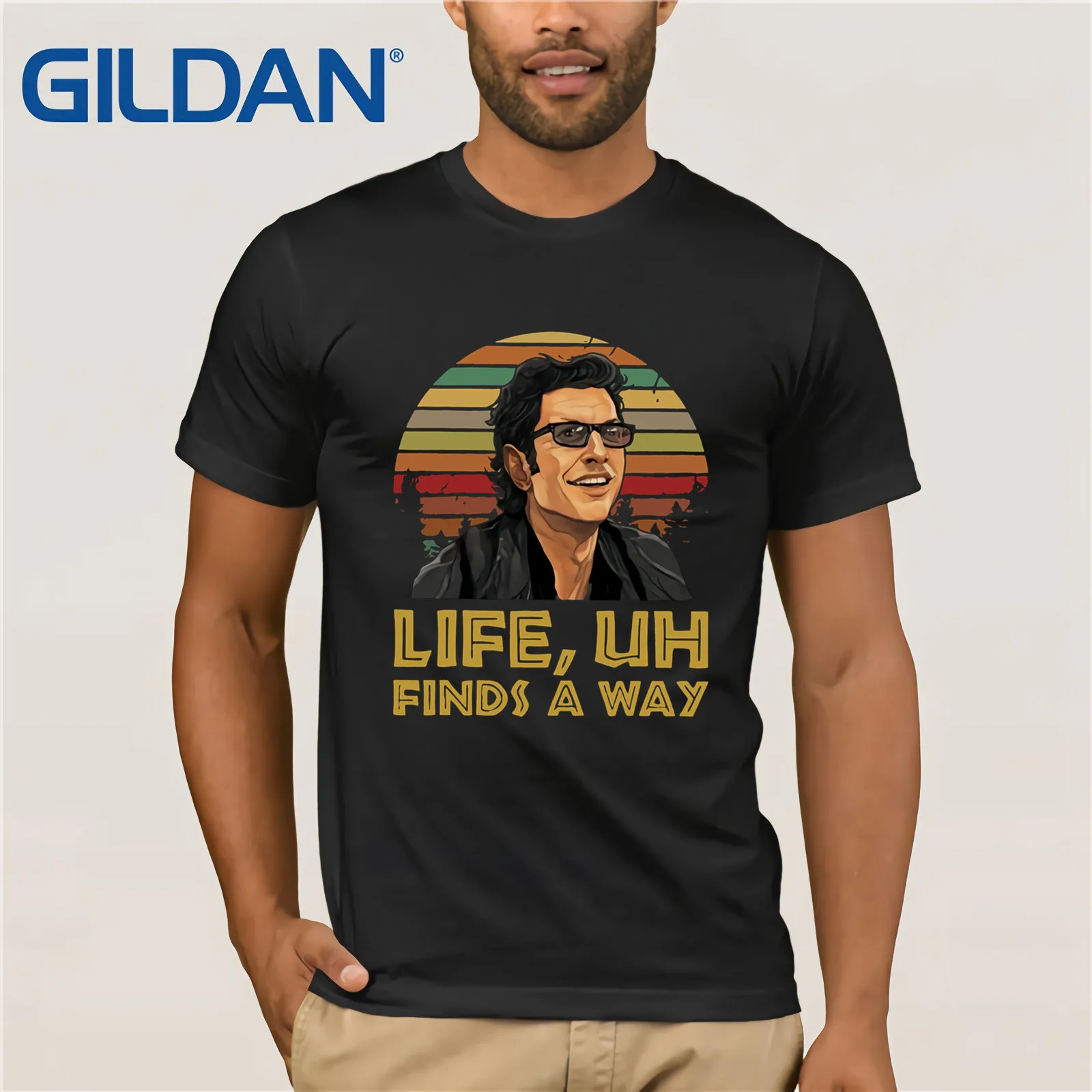 Jeff Goldblum Life Uh fines A Way рубашка закат Летняя мужская футболка с коротким рукавом