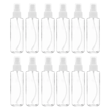 

12 Pack Fine Mist Clear Spray Bottles 120 Ml (4 Oz) with Pump Spray Cap, Reusable and Refillable Small Empty Plastic Bottles for
