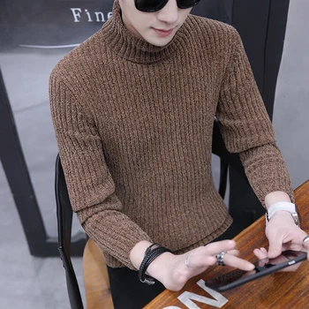 

2019 Male Slim Winter Thick Warm Sweater Men Turtleneck Irregular Stripe Sweaters Slim Fit Pullover Sueter Hombre Knitwear Pull